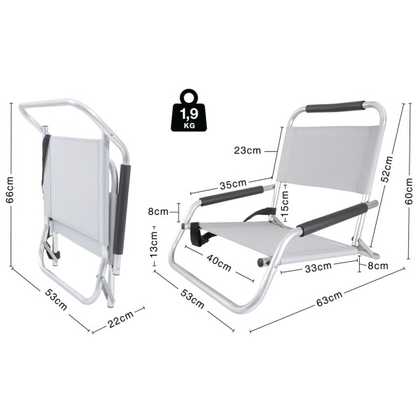 Καρεκλάκι Παραλίας Χαμηλό Deluxe Αλουμινίου (15602)