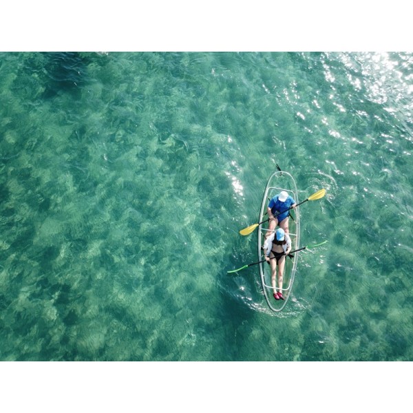 Serenus 2 θαλάσσιο διθέσιο διάφανο κανό SCK με κουπιά και καθίσματα