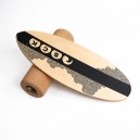SCK Σανίδα Ισορροπίας PRO με κύλινδρο από φελλό / ξύλινο με μαύρο σχέδιο